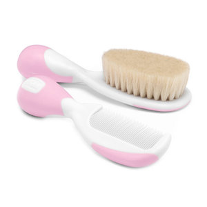 CEPILLO Y PEINE CHICCO PELO NATURAL ROSA