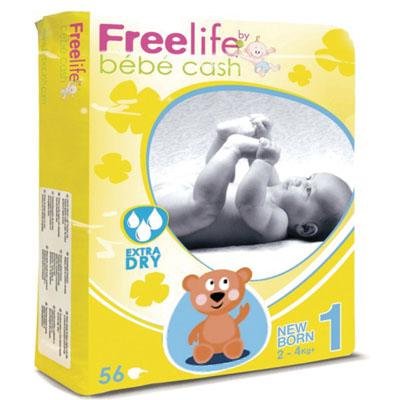 PAÑAL BEBE CASH 1 FREE RECIEN N.2-4K 28U