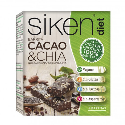 SIKENDIET VEGAN BARRITA CACAO CHIA 4 UDS