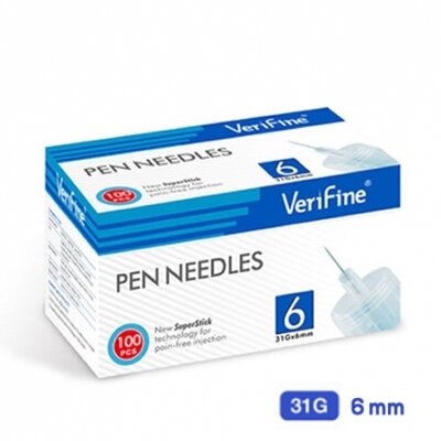 AGUJA VERIFINE PLUMA 31G 6 MM 100 UD