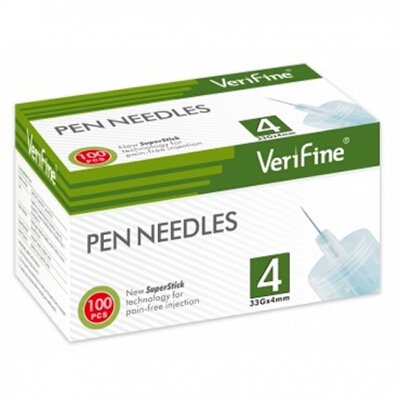 AGUJA VERIFINE PLUMA 33G 4 MM 100 UD
