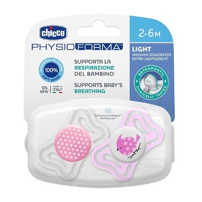 CHUPETE CHICCO PHYSIO LIGHT ROSA 2-6M 2U