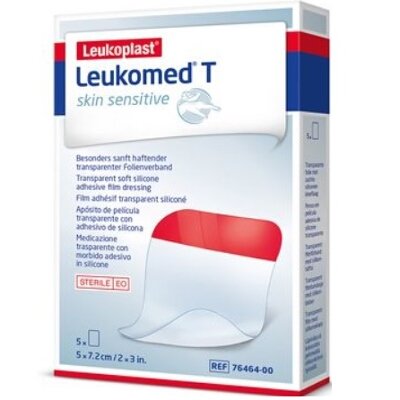 LEUKOMED T SKIN SENSIT 5X7,5 CM 5 UDS