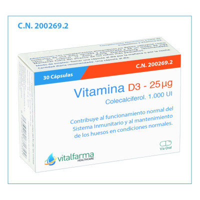 VITAMINA D3 25 MCG 30 CAPSULAS