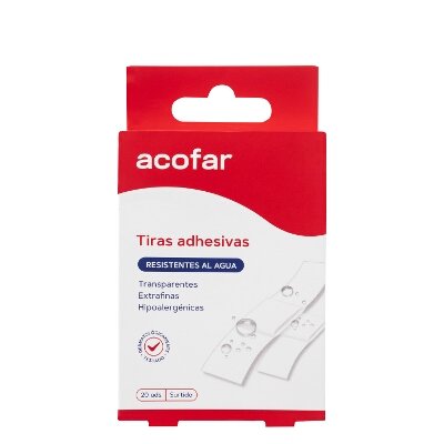 ACOFAR TIRITAS TRANSPARENTE RES AGUA 20U