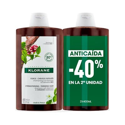 KLORANE CHAMPU QUININA 2X400ML DUPLO PAC