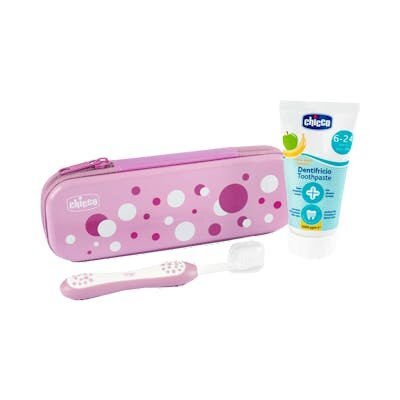 CHICCO SET ROSA CEPILLO PASTA FLÚOR 6M+